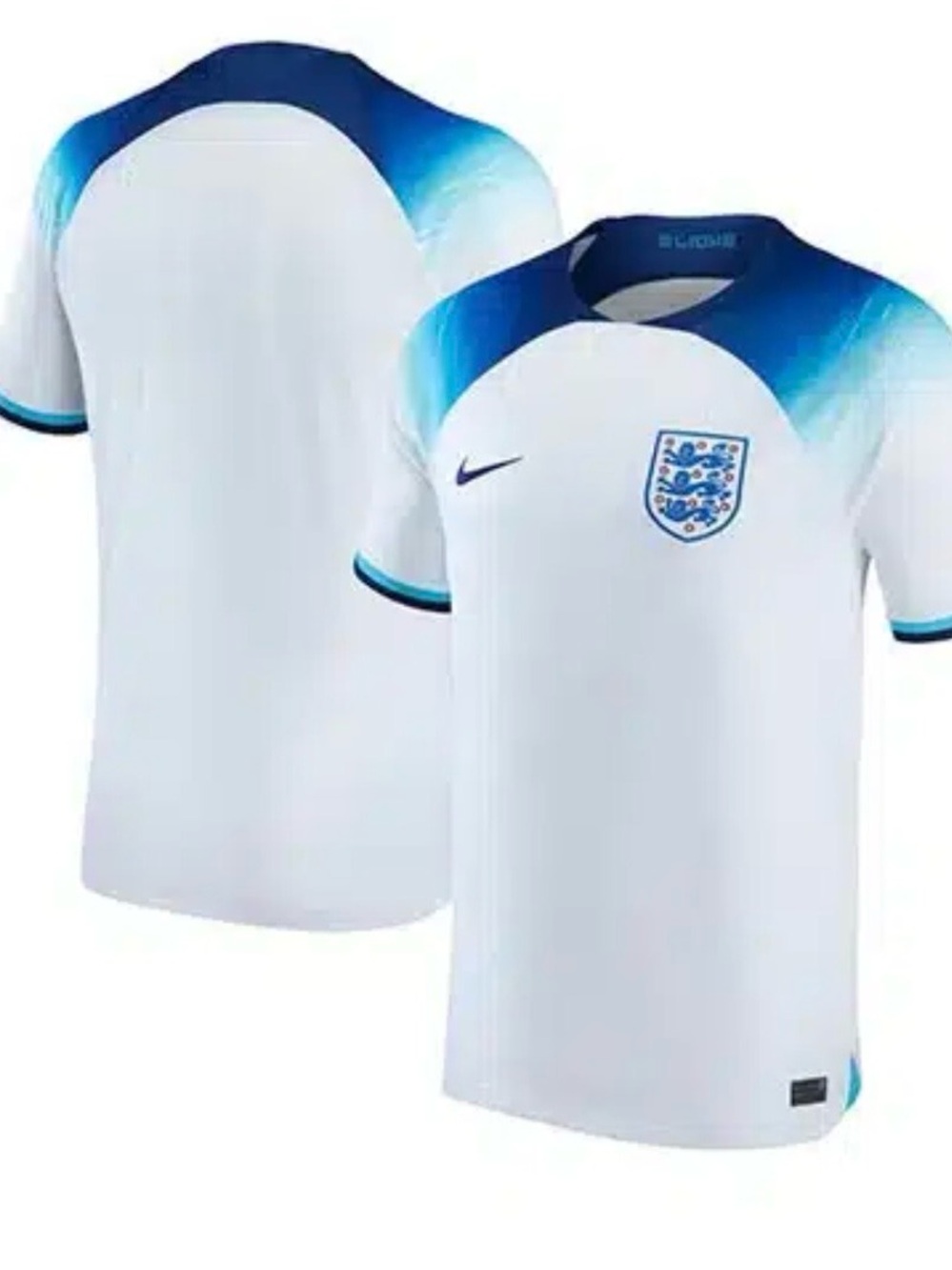 Authentic Nike England Men's White & Blue Football Shirt